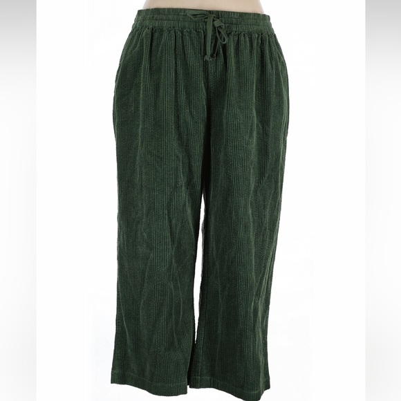 Lucy & Yak Pants - NWOT Lucy & Yak Norris Wide Leg Cotton Corduroy Trousers Green Size 2XL
